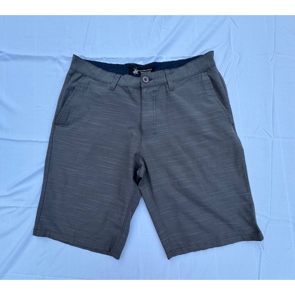 Beverly Hills Polo Club Mens Gray Hybrid Walk Shorts Size 32 flat front